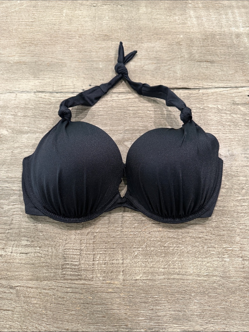 Victoria's Secret Black Halter Push-Up Bikini Top